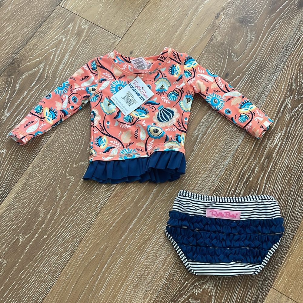 NWT RuffleButts Rashguard SPF Swim 6-12 months - Picture 2 of 7